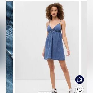 Gap Denim Tie-Front Sleeveless Mini Dress, Size Medium
